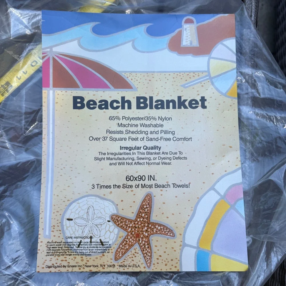Vintage Encee Inc Beach Blanket 60x90 Cartoon Lion Tiger Cheetah Sunbathing USA